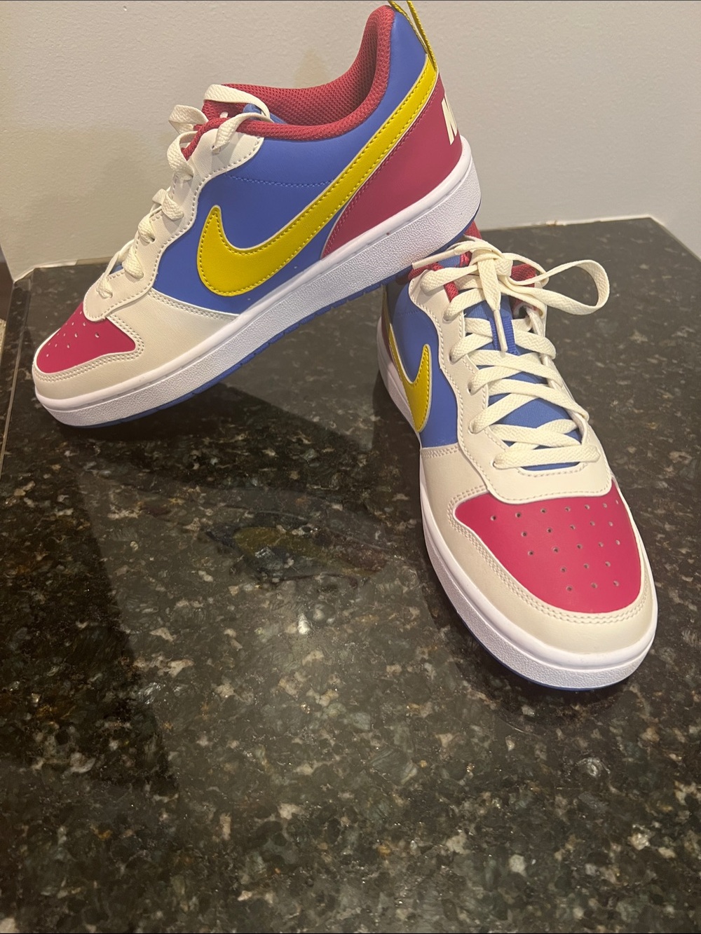 Nike Borough Low Recraft Sneakers - Pink, Blue, Yellow, Cream 7Y 8.5W